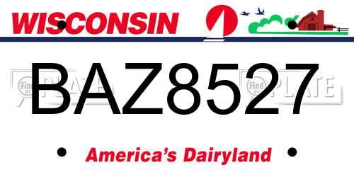 BAZ8527 Wisconsin License Plate