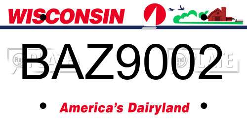 BAZ9002 Wisconsin License Plate