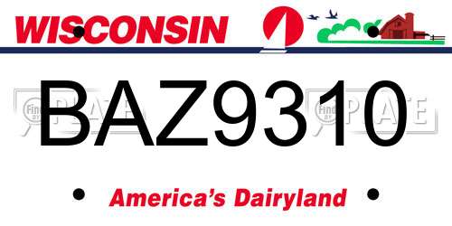 BAZ9310 Wisconsin License Plate