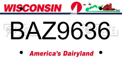BAZ9636 Wisconsin License Plate
