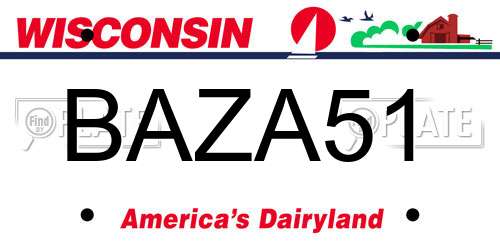 BAZA51 Wisconsin License Plate