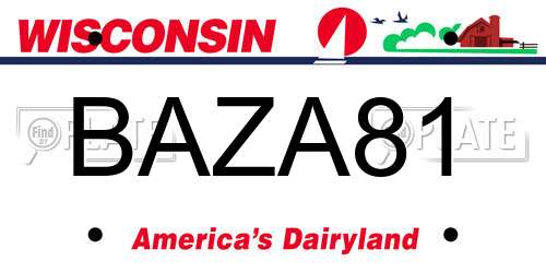 BAZA81 Wisconsin License Plate