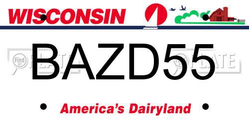 BAZD55 Wisconsin License Plate