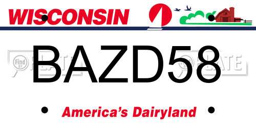 BAZD58 Wisconsin License Plate