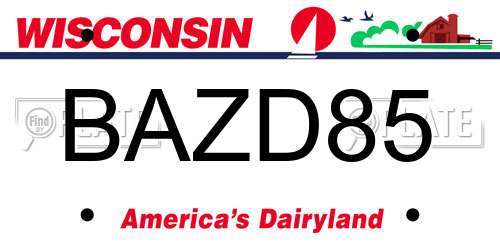 BAZD85 Wisconsin License Plate