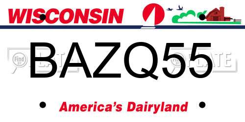BAZQ55 Wisconsin License Plate