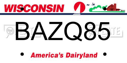 BAZQ85 Wisconsin License Plate