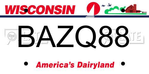 BAZQ88 Wisconsin License Plate