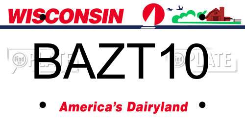 BAZT10 Wisconsin License Plate