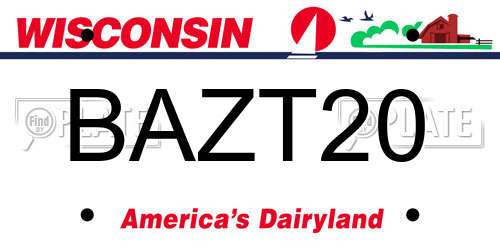 BAZT20 Wisconsin License Plate