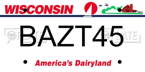 BAZT45 Wisconsin License Plate