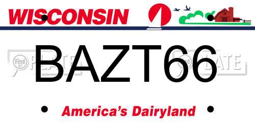BAZT66 Wisconsin License Plate