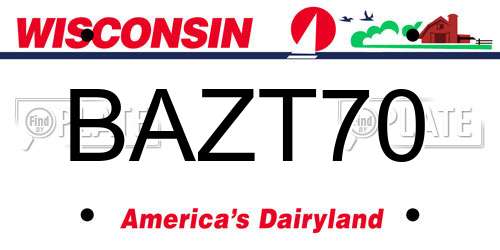 BAZT70 Wisconsin License Plate