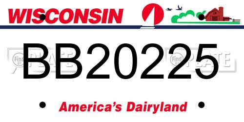 BB20225 Wisconsin License Plate