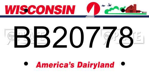 BB20778 Wisconsin License Plate