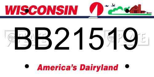 BB21519 Wisconsin License Plate