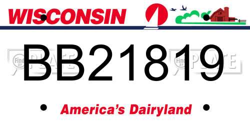 BB21819 Wisconsin License Plate