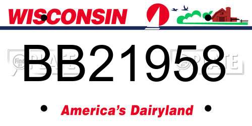 BB21958 Wisconsin License Plate