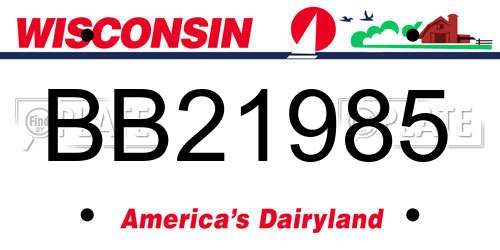 BB21985 Wisconsin License Plate