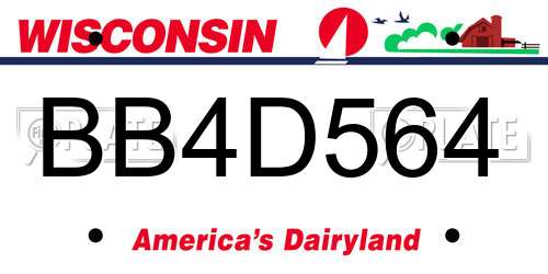 BB4D564 Wisconsin License Plate