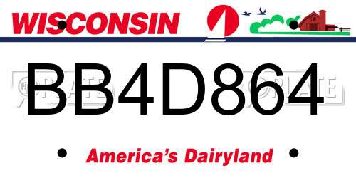 BB4D864 Wisconsin License Plate