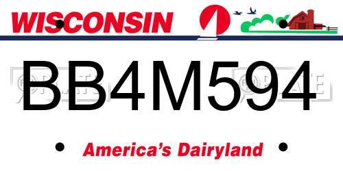 BB4M594 Wisconsin License Plate