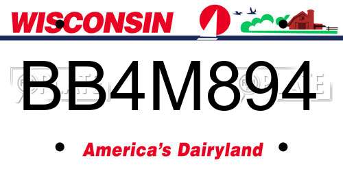 BB4M894 Wisconsin License Plate