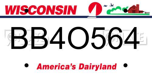 BB4O564 Wisconsin License Plate