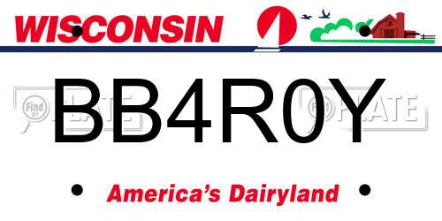 BB4R0Y Wisconsin License Plate