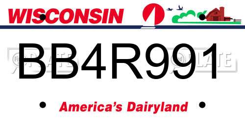 BB4R991 Wisconsin License Plate