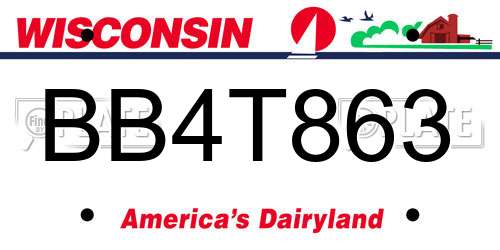 BB4T863 Wisconsin License Plate