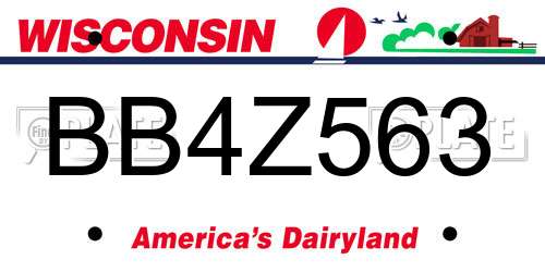 BB4Z563 Wisconsin License Plate