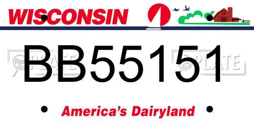 BB55151 Wisconsin License Plate