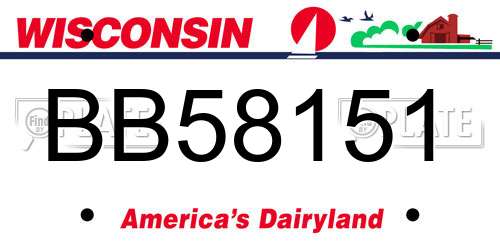BB58151 Wisconsin License Plate