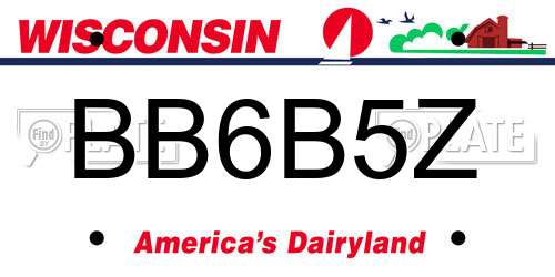 BB6B5Z Wisconsin License Plate