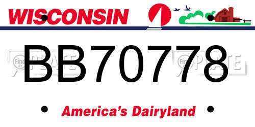 BB70778 Wisconsin License Plate
