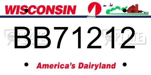 BB71212 Wisconsin License Plate