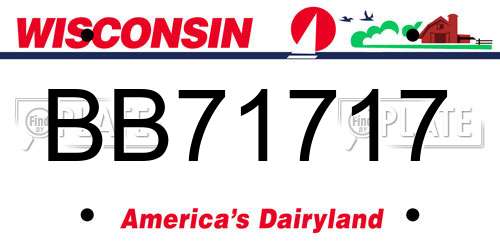 BB71717 Wisconsin License Plate