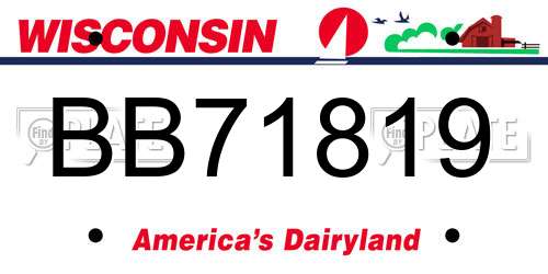BB71819 Wisconsin License Plate