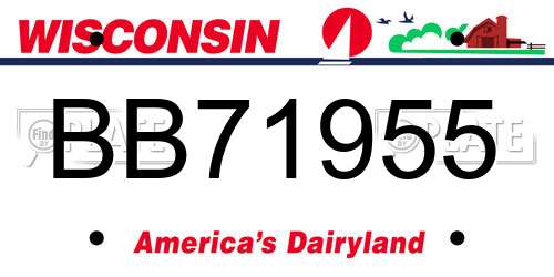 BB71955 Wisconsin License Plate