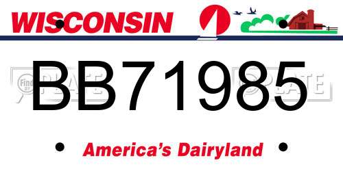 BB71985 Wisconsin License Plate