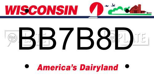 BB7B8D Wisconsin License Plate