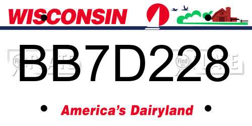 BB7D228 Wisconsin License Plate