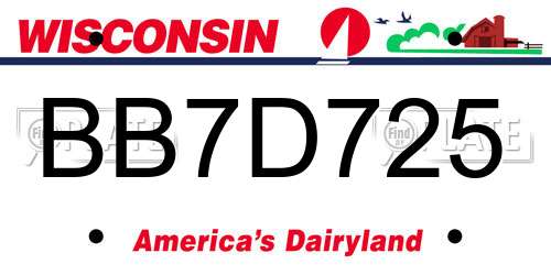 BB7D725 Wisconsin License Plate