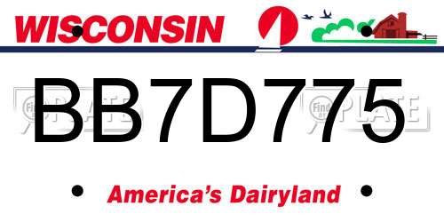 BB7D775 Wisconsin License Plate