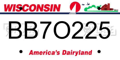 BB7O225 Wisconsin License Plate