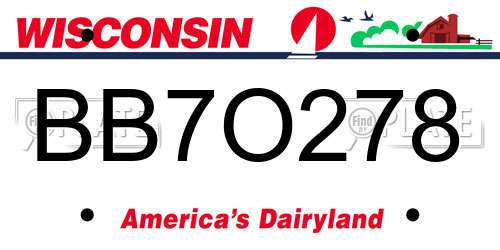 BB7O278 Wisconsin License Plate