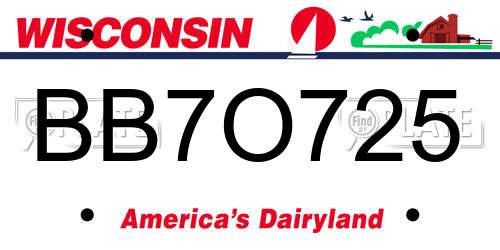 BB7O725 Wisconsin License Plate
