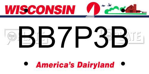 BB7P3B Wisconsin License Plate