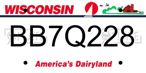 BB7Q228 Wisconsin License Plate
